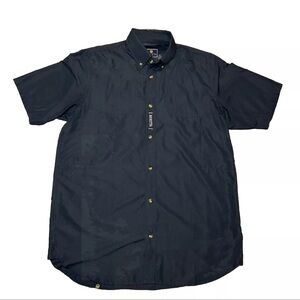 Beretta Mens Navy Button Down Short Sleeve Hunting Shooting Vented Flaw Shirt